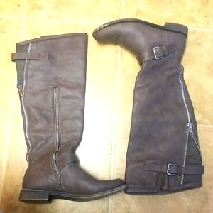 Gray Knee High Boots